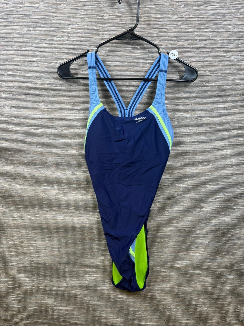 Speedo One Piece Swimsuit Womens 14 Blue Green Colorblock Racerback Athletic